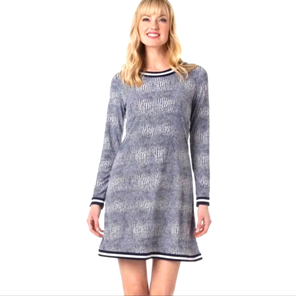 MICHAEL Michael Kors Navy And White Snakeskin Print Shift Dress